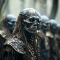 Blue zombie warriors of Cleo Magus AI generated by Mandy Wheaton graphic designer 